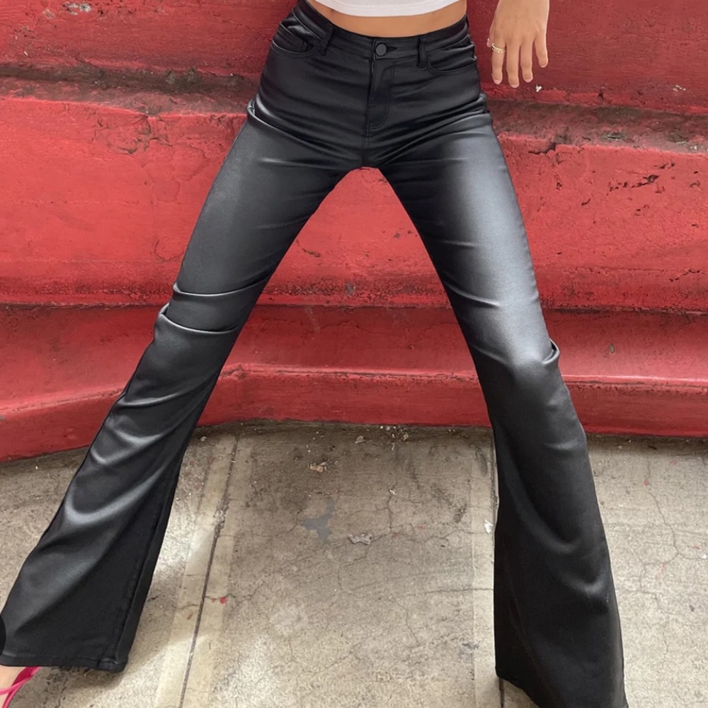 Ediked black pleather bootcut pants Size medium